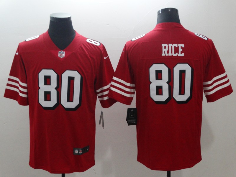 Men's San Francisco 49ers Jerry Rice #80 Red Jersey
